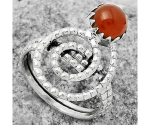 Spiral - Natural Carnelian Ring size-7.5 SDR172615 R-1456, 7x7 mm