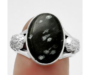 Natural Snow Flake Obsidian Ring size-7 SDR172635 R-1261, 11x15 mm