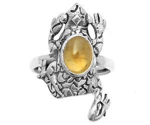 Frog - Natural Citrine Cab Ring size-7 SDR172746 R-1113, 6x8 mm