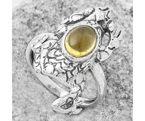 Frog - Natural Citrine Cab Ring size-7 SDR172746 R-1113, 6x8 mm