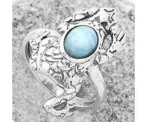 Frog - Larimar (Dominican Republic) Ring size-8.5 SDR172751 R-1113, 6x8 mm
