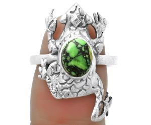 Frog - Natural Green Matrix Turquoise Ring size-8 SDR172758 R-1113, 6x8 mm