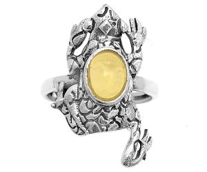 Frog - Natural Citrine Cab Ring size-7.5 SDR172783 R-1113, 6x8 mm