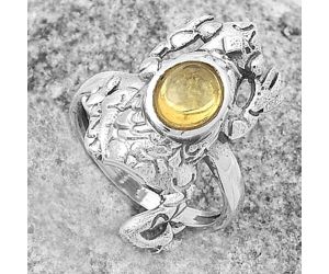 Frog - Natural Citrine Cab Ring size-7.5 SDR172783 R-1113, 6x8 mm