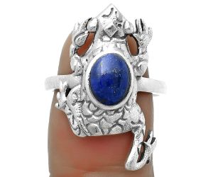 Frog - Natural Lapis - Afghanistan Ring size-7.5 SDR172792 R-1113, 6x8 mm