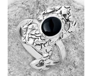 Frog - Natural Black Onyx - Brazil Ring size-8 SDR172793 R-1113, 6x8 mm