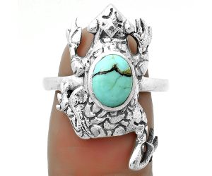 Frog - Lucky Charm Tibetan Turquoise Ring size-8.5 SDR172800 R-1113, 6x8 mm