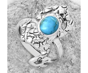 Frog Natural Turquoise Morenci Mine Ring size-7.5 SDR172817 R-1113, 6x8 mm