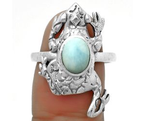 Frog - Larimar (Dominican Republic) Ring size-8 SDR172821 R-1113, 6x8 mm