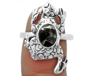 Frog - Natural Obsidian And Zinc Ring size-8 SDR172822 R-1113, 6x8 mm