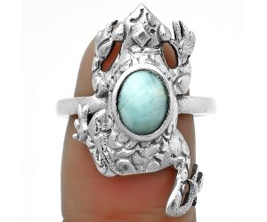 Frog - Larimar (Dominican Republic) Ring size-8 SDR172823 R-1113, 6x8 mm