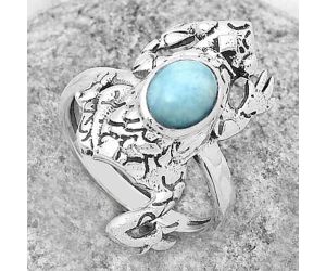 Frog - Larimar (Dominican Republic) Ring size-8 SDR172823 R-1113, 6x8 mm