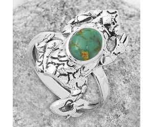 Frog - Natural Rare Turquoise Nevada Aztec Mt Ring size-7.5 SDR172824 R-1113, 6x8 mm