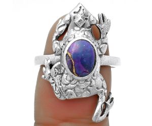 Frog - Copper Purple Turquoise Ring size-7.5 SDR172825 R-1113, 6x8 mm