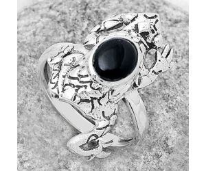 Frog - Natural Black Onyx - Brazil Ring size-7.5 SDR172828 R-1113, 6x8 mm