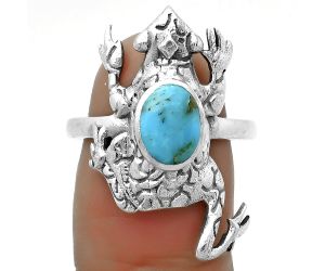 Frog Natural Turquoise Morenci Mine Ring size-8.5 SDR172833 R-1113, 6x8 mm