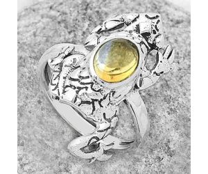 Frog - Natural Citrine Cab Ring size-7.5 SDR172839 R-1113, 6x8 mm