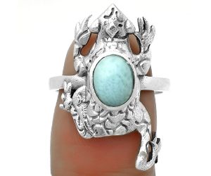 Frog - Larimar (Dominican Republic) Ring size-7.5 SDR172845 R-1113, 6x8 mm