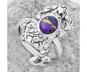 Frog - Natural Copper Purple Turquoise Ring size-8 SDR172854 R-1113, 6x8 mm