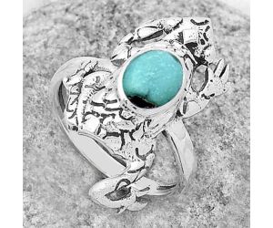 Frog Natural Turquoise Morenci Mine Ring size-7.5 SDR172856 R-1113, 6x8 mm