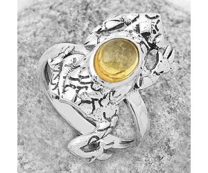 Frog - Natural Citrine Cab Ring size-7.5 SDR172862 R-1113, 6x8 mm