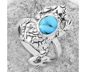 Frog Natural Turquoise Morenci Mine Ring size-7.5 SDR172876 R-1113, 6x8 mm