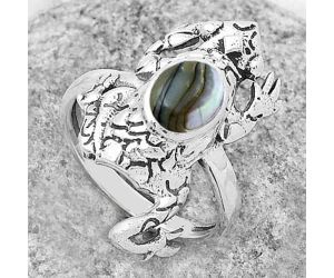 Frog - Natural Copper Abalone Shell Ring size-8.5 SDR172878 R-1113, 6x8 mm