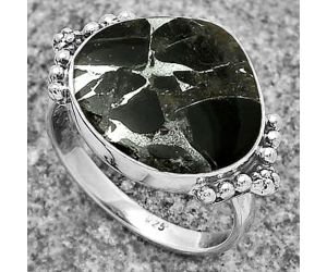 Natural Obsidian And Zinc Ring size-8.5 SDR173034 R-1091, 15x17 mm