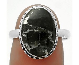 Natural Obsidian And Zinc Ring size-7.5 SDR173053 R-1158, 10x15 mm