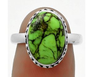 Natural Green Matrix Turquoise Ring size-7.5 SDR173060 R-1158, 10x14 mm
