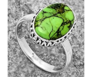 Natural Green Matrix Turquoise Ring size-7.5 SDR173060 R-1158, 10x14 mm