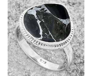 Natural Obsidian And Zinc Ring size-7.5 SDR173084 R-1009, 14x14 mm