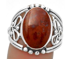Natural Red Moss Agate Ring size-8 SDR173311 R-1379, 11x15 mm