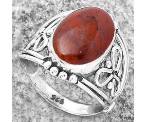Natural Red Moss Agate Ring size-8 SDR173312 R-1379, 10x15 mm