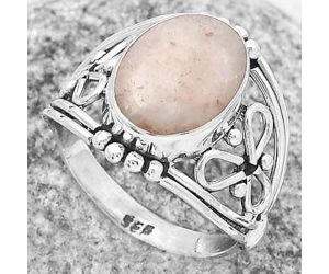 Natural Pink Scolecite Ring size-8.5 SDR173335 R-1379, 10x14 mm