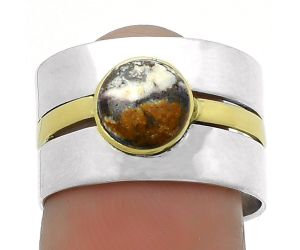 Two Tone Band Indian Blanket Jasper Ring size-6.5 SDR173341 R-1634, 7x7 mm