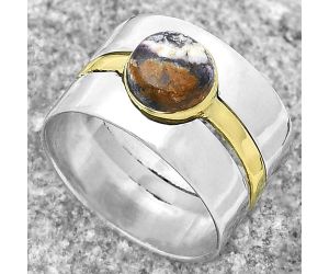 Two Tone Band Indian Blanket Jasper Ring size-6.5 SDR173341 R-1634, 7x7 mm