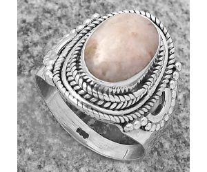 Natural Pink Scolecite Ring size-7 SDR173419 R-1570, 8x12 mm