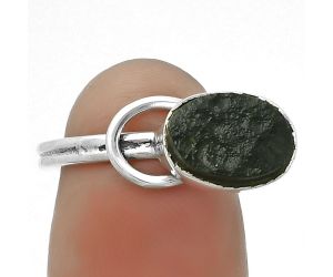 Adjustable - Tektite Rough - Greek Ring size-8.5 SDR173504 R-1129, 8x10 mm