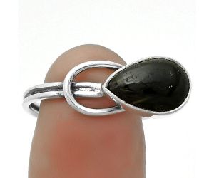 Adjustable - Natural Nuummite Ring size-9 SDR173511 R-1129, 8x12 mm