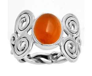 Spiral - Natural Carnelian Ring size-9 SDR173642 R-1658, 8x10 mm