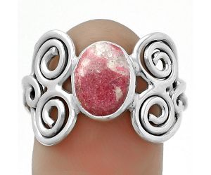 Spiral - Natural Pink Thulite - Norway Ring size-8 SDR173647 R-1658, 7x9 mm