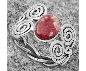 Spiral - Natural Pink Thulite - Norway Ring size-8 SDR173647 R-1658, 7x9 mm