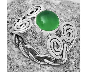Spiral - Natural Green Onyx Ring size-9 SDR173652 R-1658, 8x8 mm