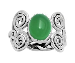 Spiral - Natural Green Onyx Ring size-7.5 SDR173654 R-1658, 8x10 mm