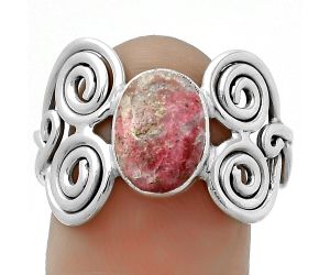 Spiral - Natural Pink Thulite - Norway Ring size-9 SDR173673 R-1658, 7x10 mm