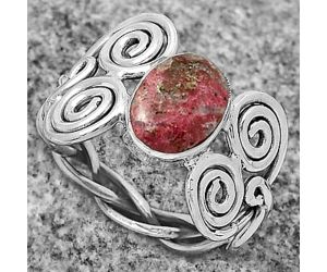 Spiral - Natural Pink Thulite - Norway Ring size-9 SDR173673 R-1658, 7x10 mm