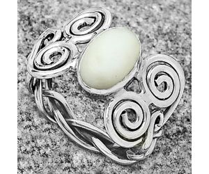 Spiral - Natural White Opal Ring size-8.5 SDR173680 R-1658, 7x10 mm