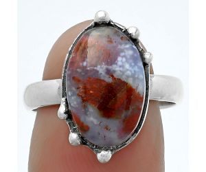 Natural Red Moss Agate Ring size-8 SDR174104 R-1506, 10x15 mm