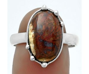 Natural Red Moss Agate Ring size-8.5 SDR174142 R-1506, 10x15 mm